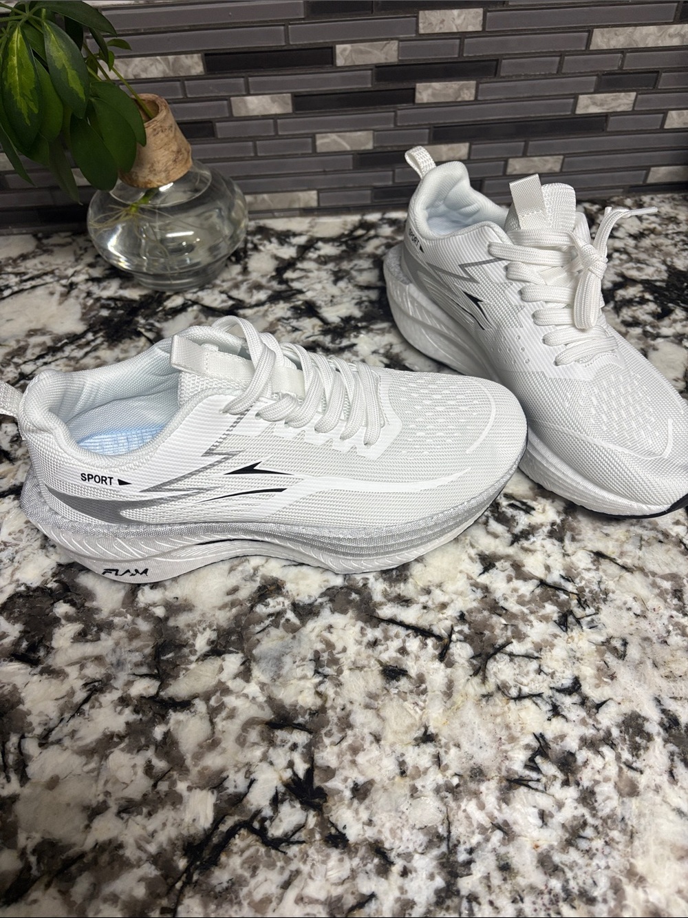 Women’s White Athletic Platform Sneakers - Lightweight Comfort
